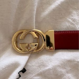 Red Gucci GG belt